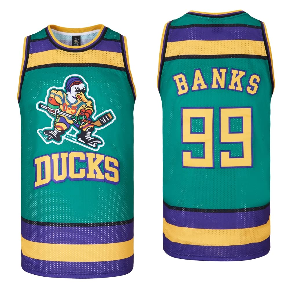 Men Mighty Ducks Jersey #33 Goldberg #66 Bombay #96 Conway #99 Banks Jersey,Basketball Jersey for Men S-XXXL