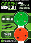 Green Biscuit Hockey Puck 2-Pack, Original, Off Ice Hockey Puck/Snipe, Shooting Street Hockey Puck Better Stick Handling, Passing and Shooting