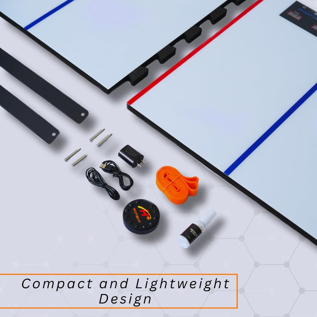 Potent Mini Dangler Smart Hockey Trainer – Interactive Stickhandling Training Aid for Beginners - Sensor Puck Technology, Dynamic Drill Modes, Wireless Setup & Upgraded Synthetic Ice Pads