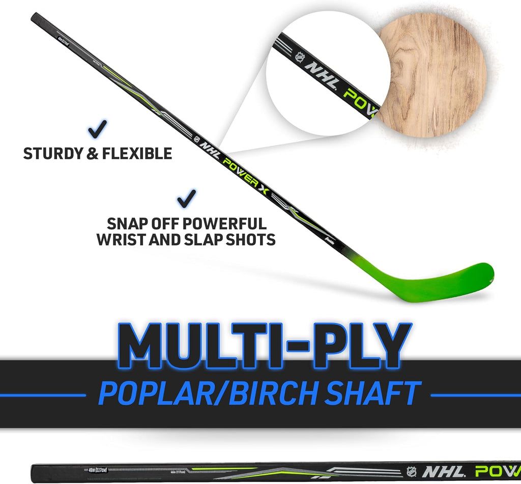 Franklin Sports Street Hockey Sticks - Ambush Junior Street Hockey Stick - Wood and Fiberglass Shaft - ABS Blade - One Piece Stick - 46", 52", 58"