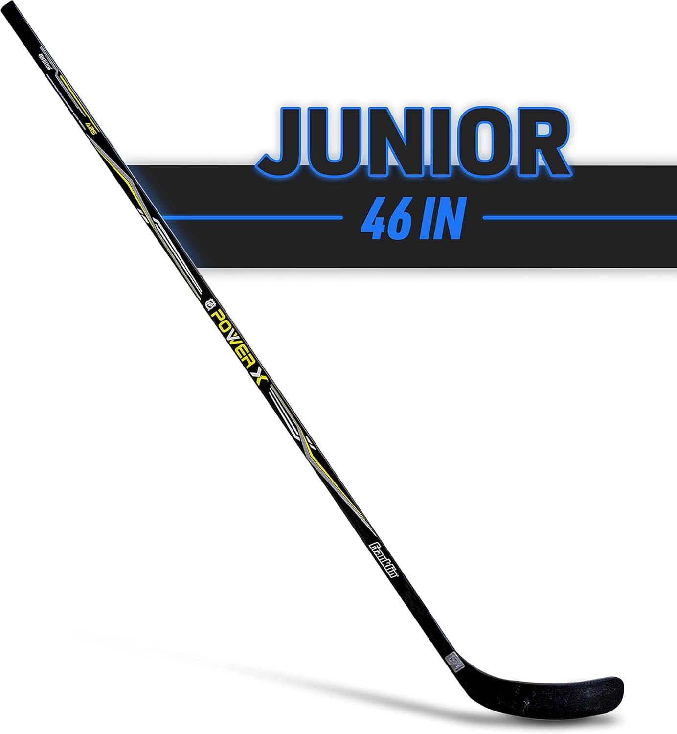 Franklin Sports Street Hockey Sticks - Ambush Junior Street Hockey Stick - Wood and Fiberglass Shaft - ABS Blade - One Piece Stick - 46", 52", 58"