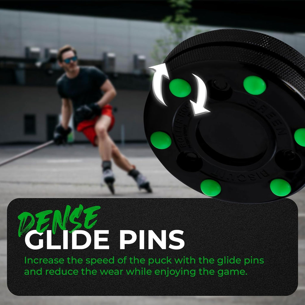 Green Biscuit Roller Hockey Puck Bucket 15 Pucks