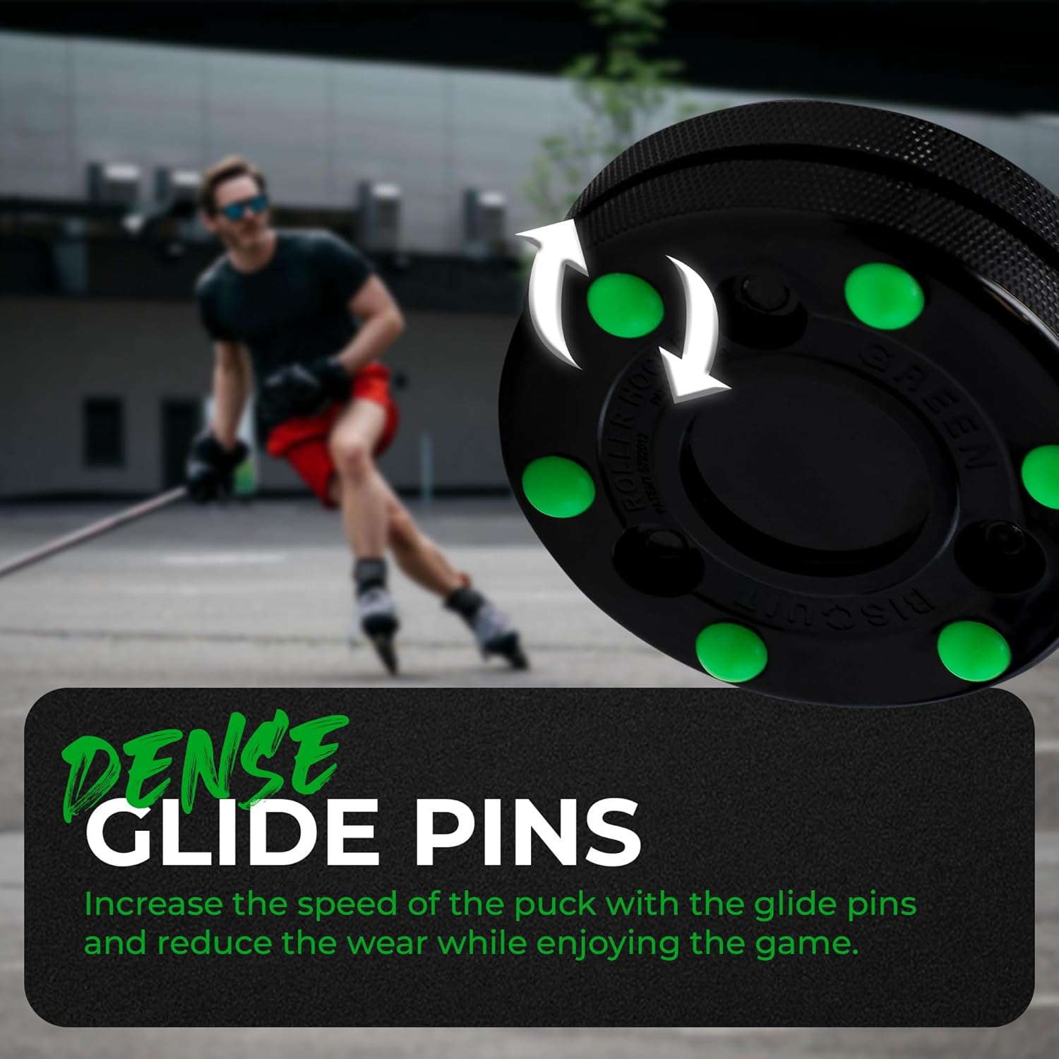 Green Biscuit Roller Hockey Puck Bucket 15 Pucks