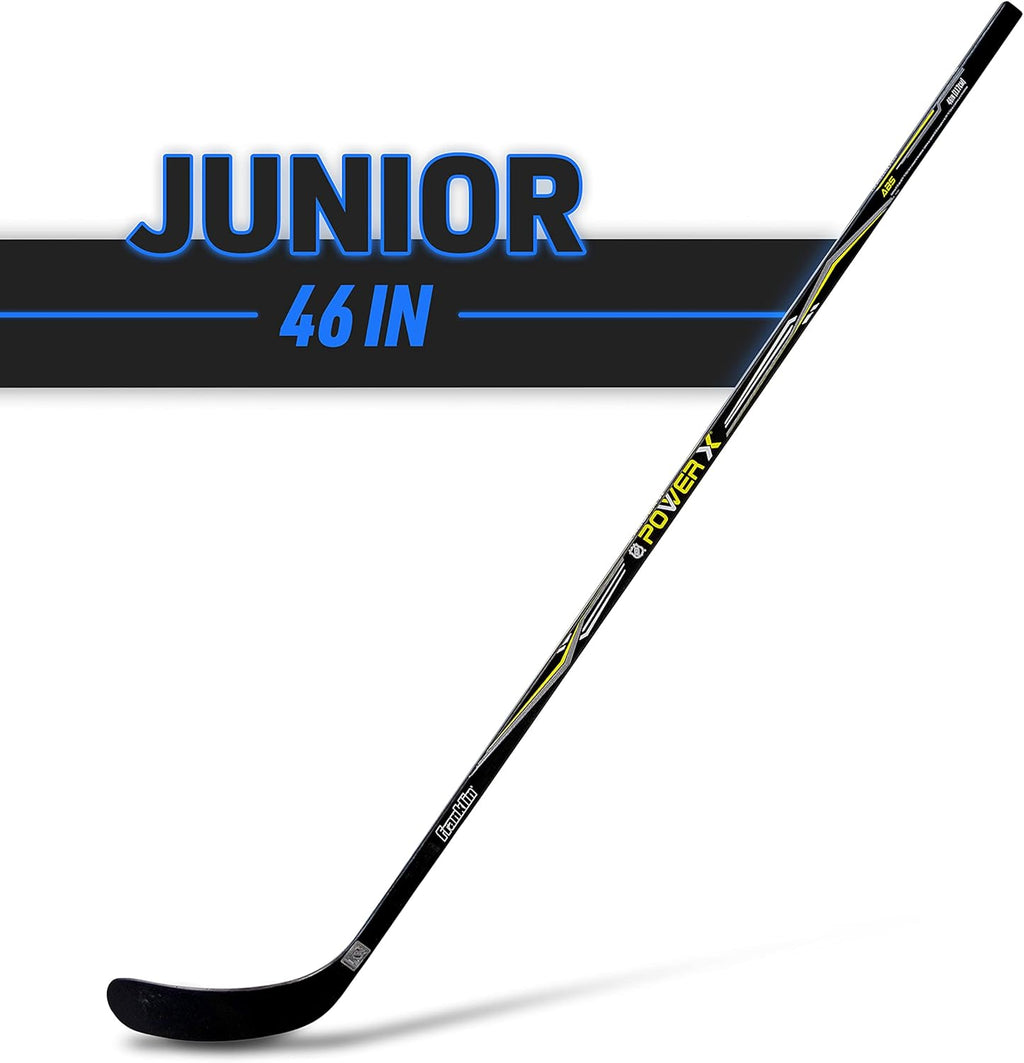 Franklin Sports Street Hockey Sticks - Ambush Junior Street Hockey Stick - Wood and Fiberglass Shaft - ABS Blade - One Piece Stick - 46", 52", 58"