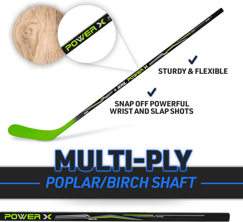 Franklin Sports Street Hockey Sticks - Ambush Junior Street Hockey Stick - Wood and Fiberglass Shaft - ABS Blade - One Piece Stick - 46", 52", 58"