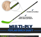 Franklin Sports Street Hockey Sticks - Ambush Junior Street Hockey Stick - Wood and Fiberglass Shaft - ABS Blade - One Piece Stick - 46", 52", 58"