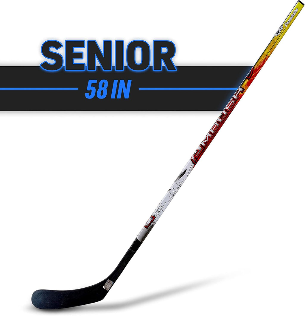 Franklin Sports Street Hockey Sticks - Ambush Junior Street Hockey Stick - Wood and Fiberglass Shaft - ABS Blade - One Piece Stick - 46", 52", 58"