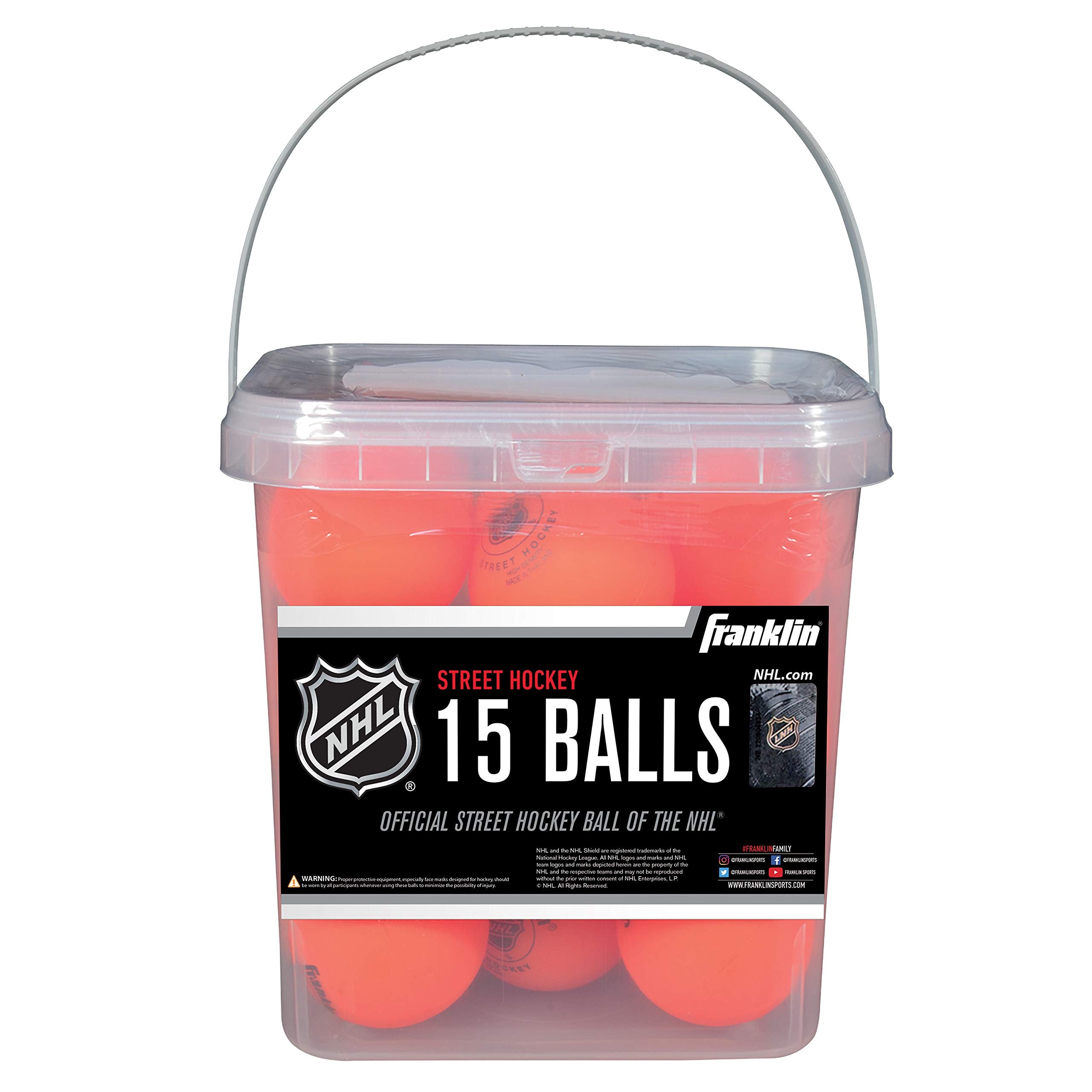 Franklin Sports NHL Street Hockey Balls - No Bounce Outdoor Street + Roller Hockey Balls - Official Size for Youth + Adult Street Hockey - Assorted Colors - 1, 2, 3, and 15 Bulk Packs