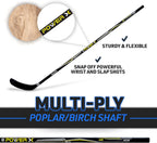 Franklin Sports Street Hockey Sticks - Ambush Junior Street Hockey Stick - Wood and Fiberglass Shaft - ABS Blade - One Piece Stick - 46", 52", 58"