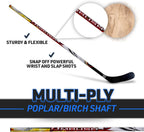 Franklin Sports Street Hockey Sticks - Ambush Junior Street Hockey Stick - Wood and Fiberglass Shaft - ABS Blade - One Piece Stick - 46", 52", 58"