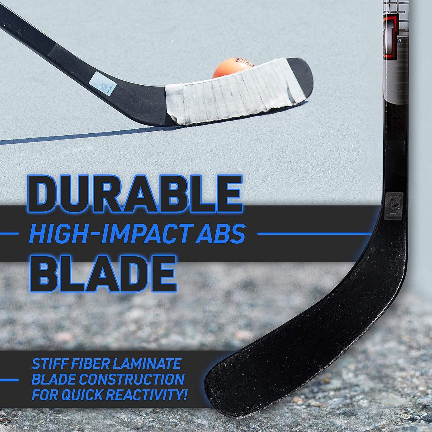Franklin Sports Street Hockey Sticks - Ambush Junior Street Hockey Stick - Wood and Fiberglass Shaft - ABS Blade - One Piece Stick - 46", 52", 58"