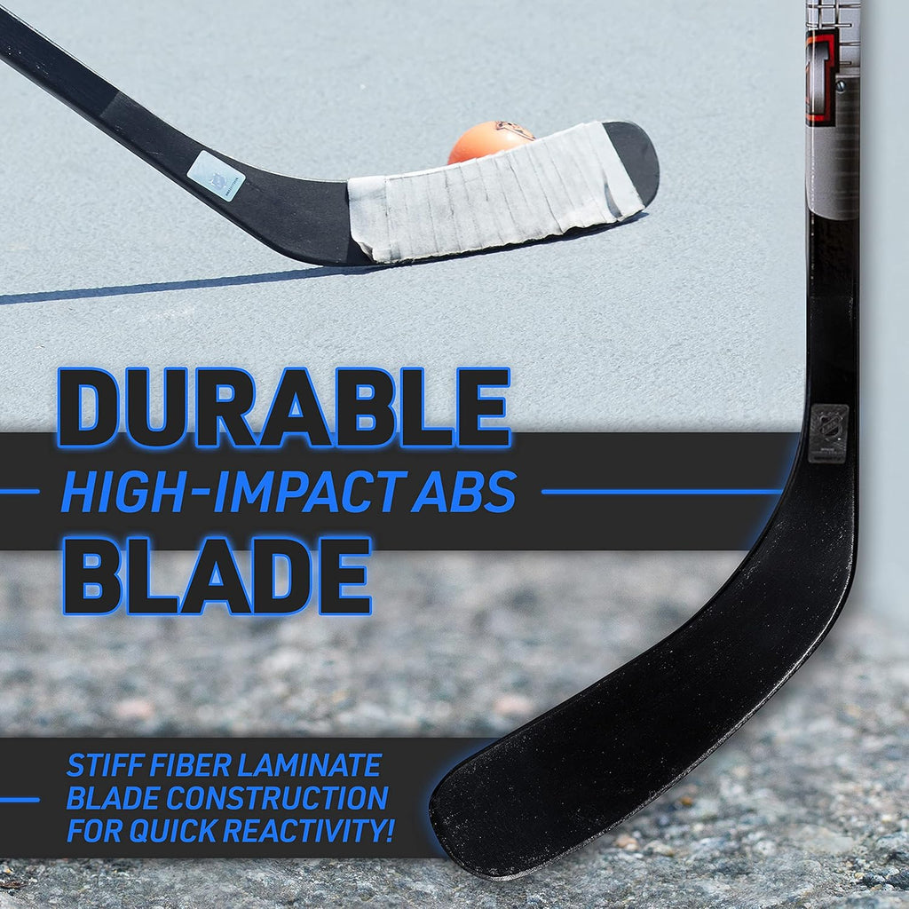 Franklin Sports Street Hockey Sticks - Ambush Junior Street Hockey Stick - Wood and Fiberglass Shaft - ABS Blade - One Piece Stick - 46", 52", 58"