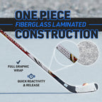 Franklin Sports Street Hockey Sticks - Ambush Junior Street Hockey Stick - Wood and Fiberglass Shaft - ABS Blade - One Piece Stick - 46", 52", 58"
