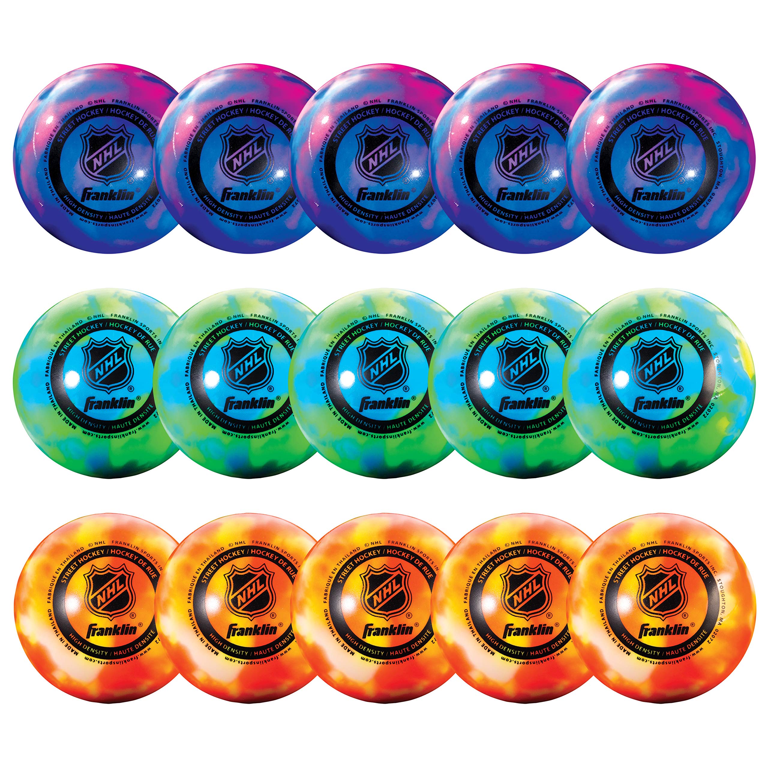 Franklin Sports NHL Street Hockey Balls - No Bounce Outdoor Street + Roller Hockey Balls - Official Size for Youth + Adult Street Hockey - Assorted Colors - 1, 2, 3, and 15 Bulk Packs