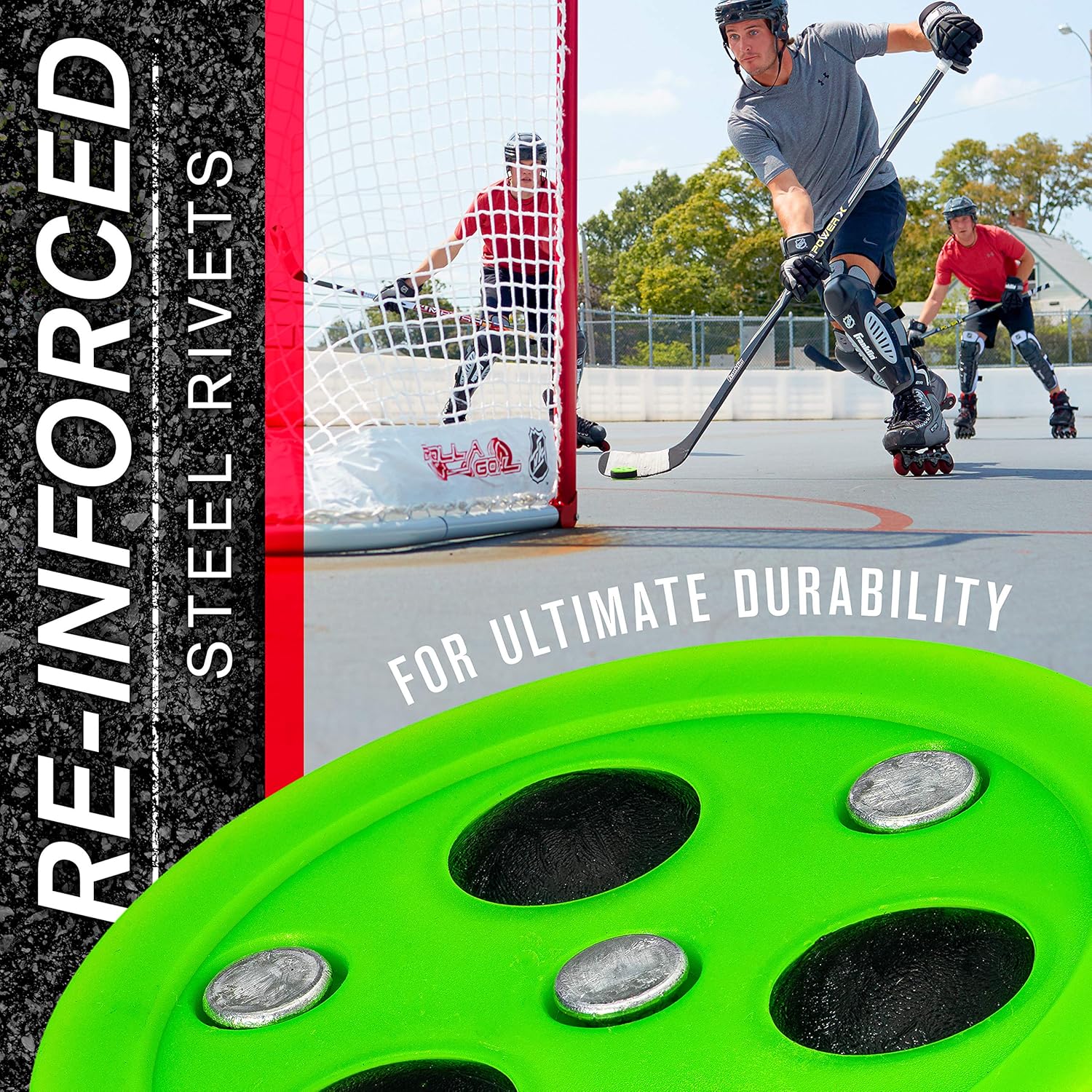 Franklin Sports NHL Street Hockey Puck - X3 Roll-a-Puck Outdoor Roller Hockey Puck - Official Size Street Hockey Puck - Green
